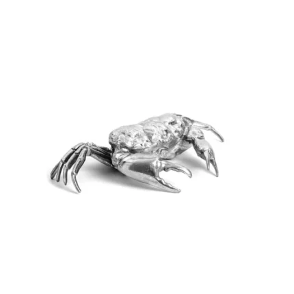 silver crab sculpture in cast aluminum