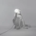 : Table Lamp Monkey Sitting White, illuminated view
