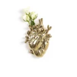 Gold anatomical heart vase in gilded porcelain