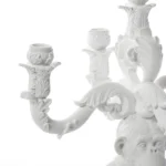 White chimpanzee bust candelabra, rear view