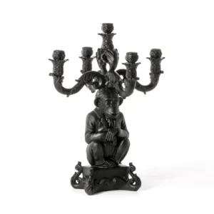Close-up of the resin finish on the chimpanzee bust candelabra