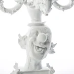 Close-up of the resin finish on the clown bust candelabra