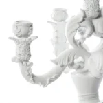 White clown bust candelabra, rear view
