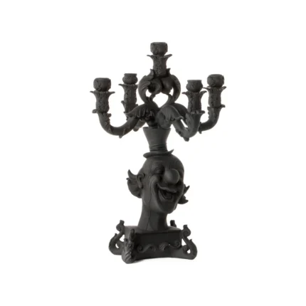 Black clown bust candelabra, alternate angle