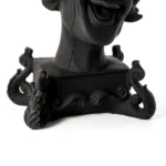 Black resin clown bust candelabra, front view