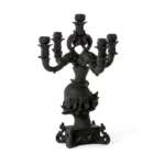 Black resin clown bust candelabra, front view