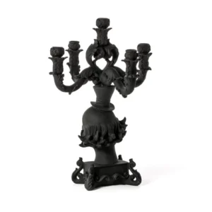 Black resin clown bust candelabra, front view