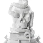 White skull candelabra, rear view