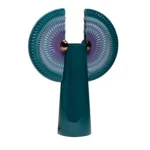 Winged bird vase in Biscay Bay blue-grey, front view