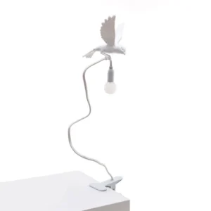 Table Lamp Sparrow with Clamp, full front view of the sparrow sculpture