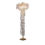 Gold leaf floor lamp with glass petals, front view