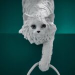 Table Lamp Cat Chichi White, shown on a nightstand