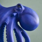 : Table Lamp Octopus Blue, illuminated view