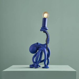 Table Lamp Octopus Blue, full front view of the octopus sculpture