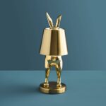 Table Lamp Rabbit LED Glossy Gold, full front view of the rabbit sculpture