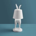 Table Lamp Rabbit LED Matte White, shown with its USB docking station