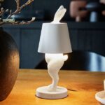 Table Lamp Rabbit LED Matte White, shown with its USB docking station