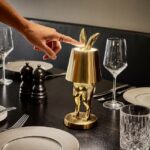 Table Lamp Rabbit LED Glossy Gold, full front view of the rabbit sculpture