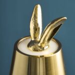 Table Lamp Rabbit LED Glossy Gold, full front view of the rabbit sculpture