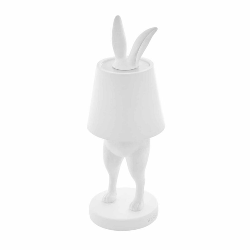 Table Lamp Rabbit LED Matte White, full front view of the rabbit sculpture
