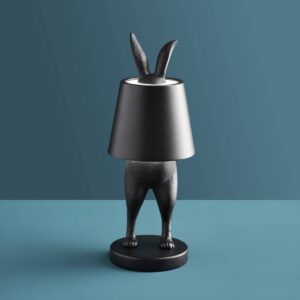 Table Lamp Rabbit LED Matte Black, shown with its USB docking station