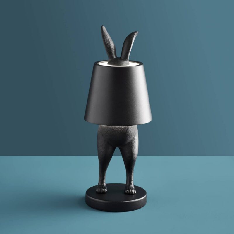Table Lamp Rabbit LED Matte Black, shown with its USB docking station