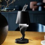 Table Lamp Rabbit LED Matte Black, full front view of the rabbit sculpture