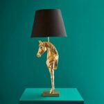 Table Lamp Horse Gold, full front view of the horse sculpture