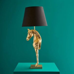 Table Lamp Horse Gold, full front view of the horse sculpture
