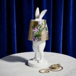 Table Lamp Rabbit Gold and White Limited Edition, shown illuminated