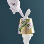 Table Lamp Rabbit Gold and White Limited Edition, shown illuminated