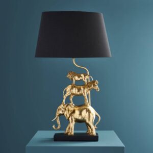 Table Lamp Safari Gold, full front view of the wildlife-inspired base