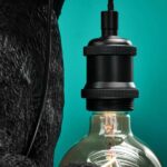Table Lamp Cat Black, illuminated view