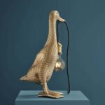 Table Lamp Duck Gold, close-up detail of the antique gold finish