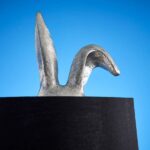 Table Lamp Rabbit Silver and Black, shown in a living room setting