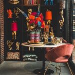 Table Lamp Rabbit Gold and Orange, shown in a living room setting