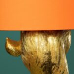 Table Lamp Rabbit Gold and Orange, close-up detail of the gold finish