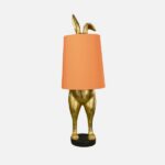Table Lamp Rabbit Gold and Orange, close-up of the orange shade