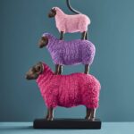 Table Lamp Sheep Magenta Purple and Pink, close-up detail of the hand-painted finish