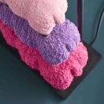 Table Lamp Sheep Magenta Purple and Pink, close-up detail of the hand-painted finish