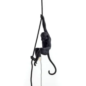 Ceiling Lamp Monkey Black, full front view of the monkey sculpture