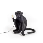 Table Lamp Monkey Sitting Black, close-up detail of the resin finish