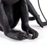 Table Lamp Monkey Sitting Black, close-up detail of the resin finish