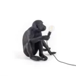 Table Lamp Monkey Sitting Black, close-up detail of the resin finish
