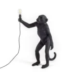 Table Lamp Monkey Standing Black, full front view of the monkey sculpture