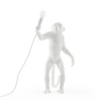 Table Lamp Monkey Standing White, full front view of the monkey sculpture