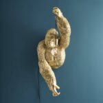 Wall Lamp Gorilla Gold, full front view of the gorilla sculpture