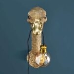 Wall Lamp Ostrich Gold Large, close-up detail of the feather texture