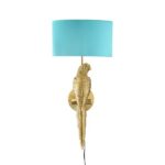 Wall Lamp Parrot Gold and Turquoise, illuminated view