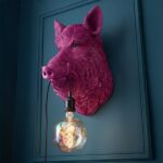 Wall Lamp Wild Boar Magenta, close-up detail of the magenta finish